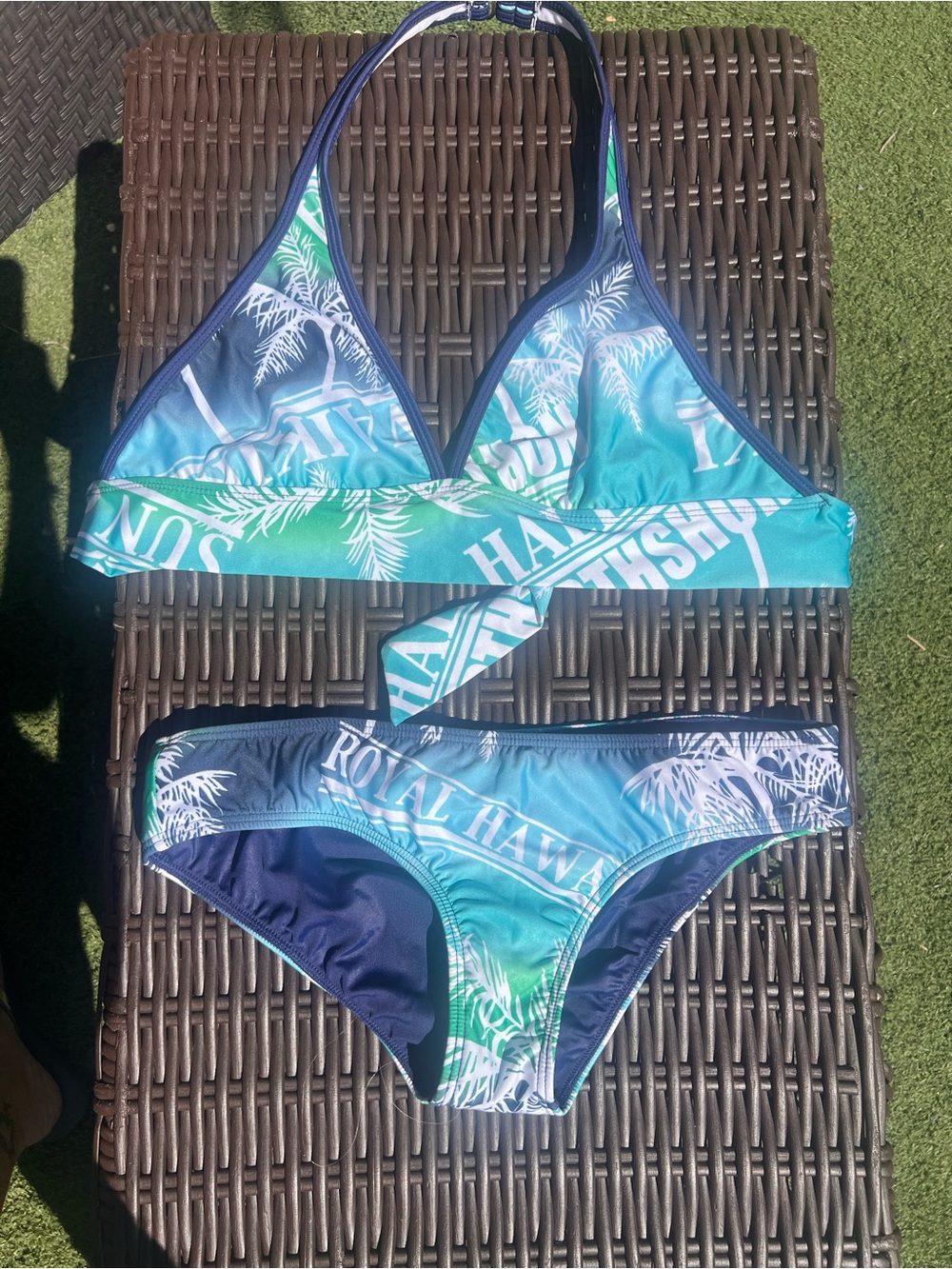 Blue Green Tropical Bikini Set